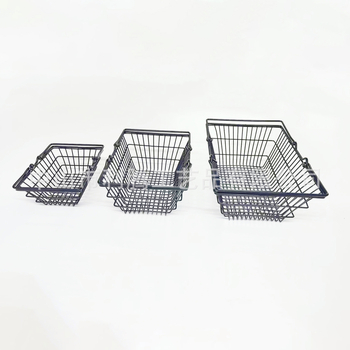 Crna mini košarica za kupovinu od kovanog željeza, elegantna za kozmetiku i kancelarijski materijal, stolni organizator za skladištenje