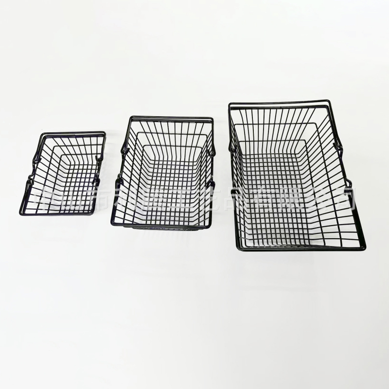 Crna mini košarica za kupovinu od kovanog željeza, elegantna za kozmetiku i kancelarijski materijal, stolni organizator za skladištenje
