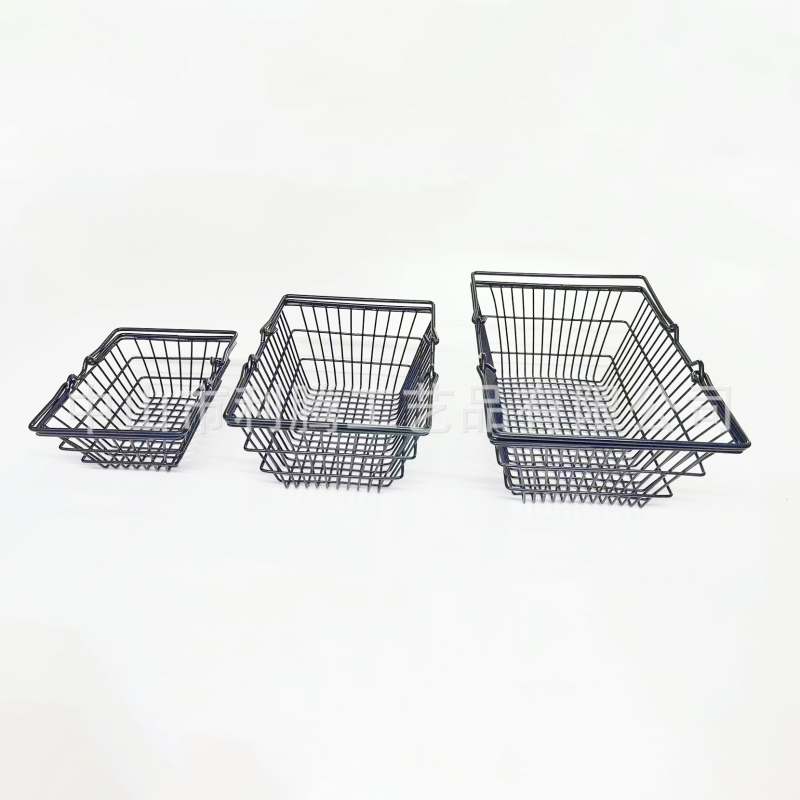 Crna mini košarica za kupovinu od kovanog željeza, elegantna za kozmetiku i kancelarijski materijal, stolni organizator za skladištenje