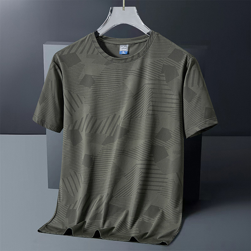 Ανδρικό κοντομάνικο T-shirt με καμουφλάζ, δροσερή αίσθηση, γρήγορο στέγνωμα, καλοκαίρι