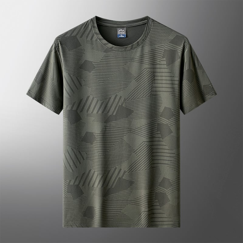 Ανδρικό κοντομάνικο T-shirt με καμουφλάζ, δροσερή αίσθηση, γρήγορο στέγνωμα, καλοκαίρι