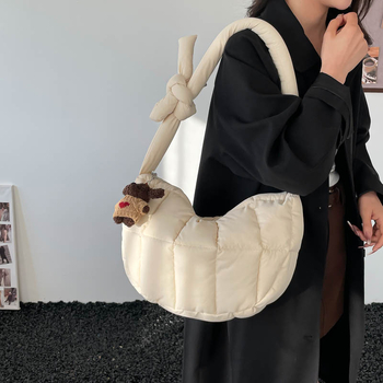 2025 jesen/zima nova pamučna šivana ultra lagana torba oblaka, korejskog stila, ženska ramena crossbody, Dumpling Bag