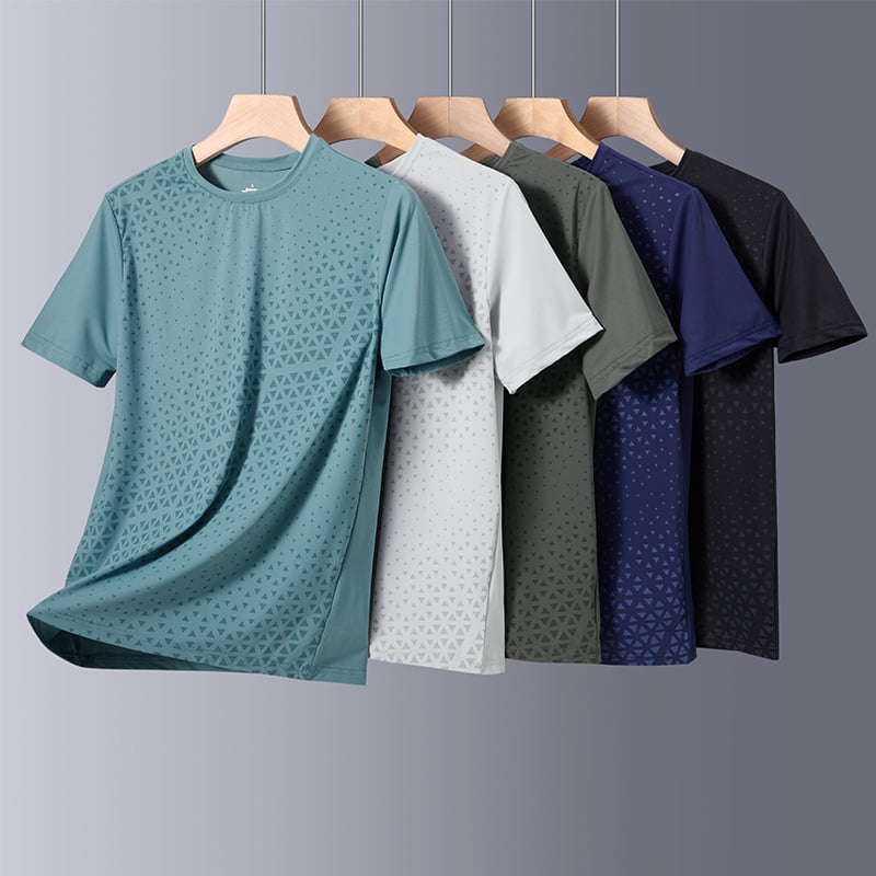 Muška ljetna T‑majica od ice silk, okrugli izrez, kratki rukavi, sportska, upija znoj, za trčanje na otvorenom