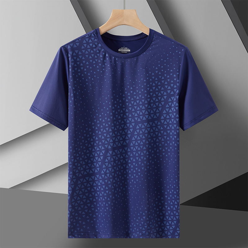 Muška ljetna T‑majica od ice silk, okrugli izrez, kratki rukavi, sportska, upija znoj, za trčanje na otvorenom
