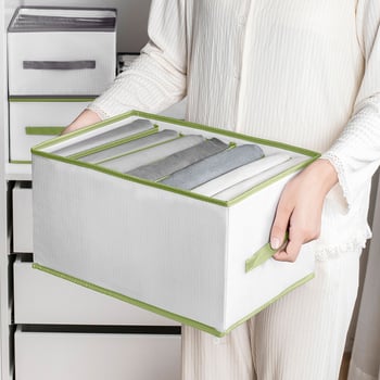 Prijenosni organizator za odjeću s odjeljcima, prozirna kutija za skladištenje za garderobu i ladicu, 12 L, PVC-najlon-PP, japanski stil