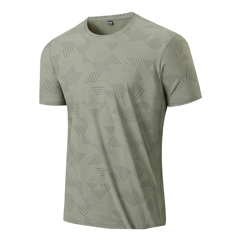 Férfi könnyű, gyorsan száradó rövid ujjú póló, camouflage minta, Ice Silk anyag, bő szabás, nyár