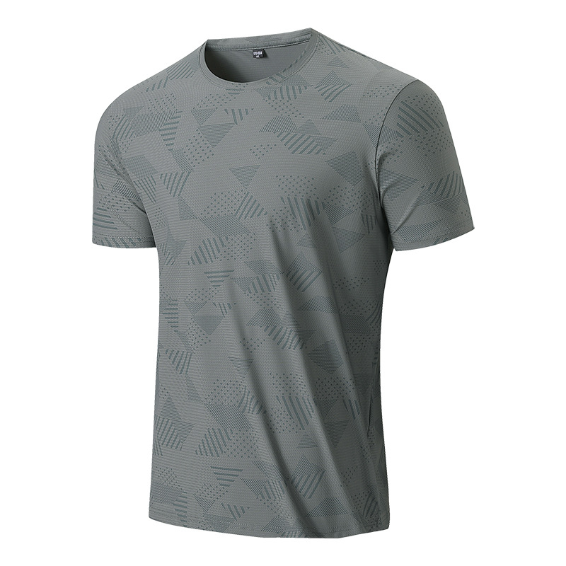 Férfi könnyű, gyorsan száradó rövid ujjú póló, camouflage minta, Ice Silk anyag, bő szabás, nyár