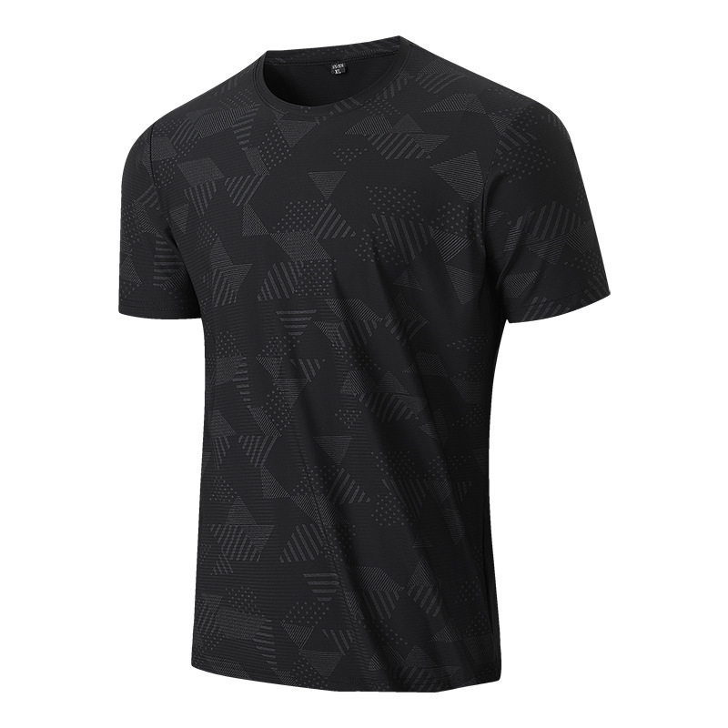 Férfi könnyű, gyorsan száradó rövid ujjú póló, camouflage minta, Ice Silk anyag, bő szabás, nyár