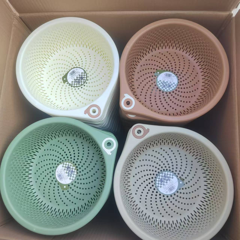 Okrugla plastična korpa za odvodnjavanje voća i povrća, čvrsta, višenamjenska kuhinjska cediljka