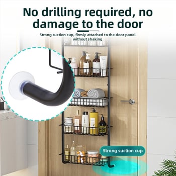 Prilagođeni držač za vrata bez bušenja, šestero nivoa viseći koš, plava