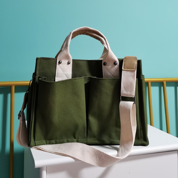 Ženska platnena torba, novi korejski stil, minimalistički dizajn, torba preko ramena s više pretinaca