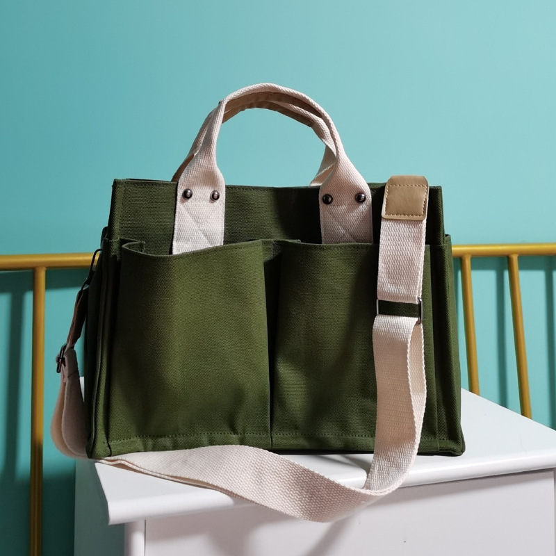 Ženska platnena torba, novi korejski stil, minimalistički dizajn, torba preko ramena s više pretinaca
