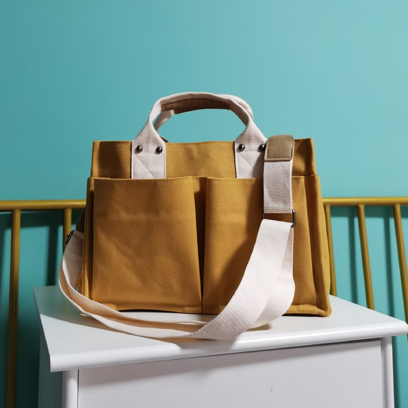 Ženska platnena torba, novi korejski stil, minimalistički dizajn, torba preko ramena s više pretinaca