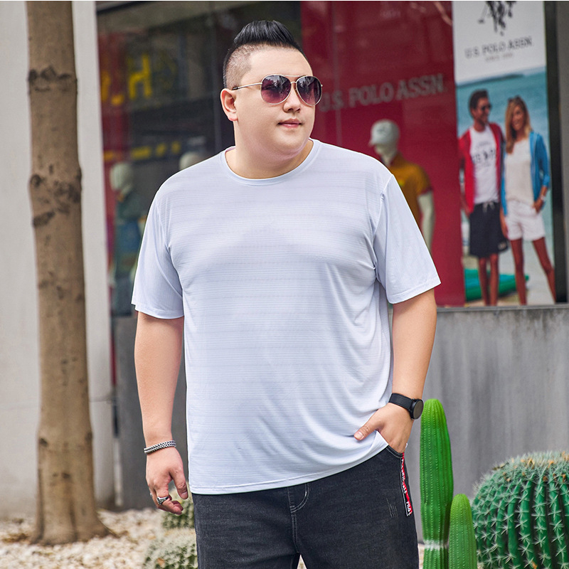 Férfi rövid ujjú T-shirt jég-selyem anyagból, gyorsan száradó, légáteresztő, vékony, laza szabású