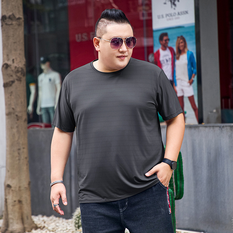 Férfi rövid ujjú T-shirt jég-selyem anyagból, gyorsan száradó, légáteresztő, vékony, laza szabású