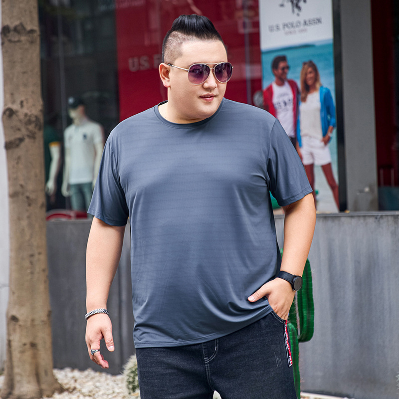 Férfi rövid ujjú T-shirt jég-selyem anyagból, gyorsan száradó, légáteresztő, vékony, laza szabású