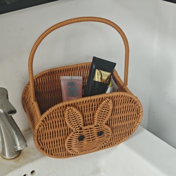 Ručni pleteni spremnik od imitacije ratana, koš za voće i užinu, prijenosni ukrasni koš za dnevni boravak