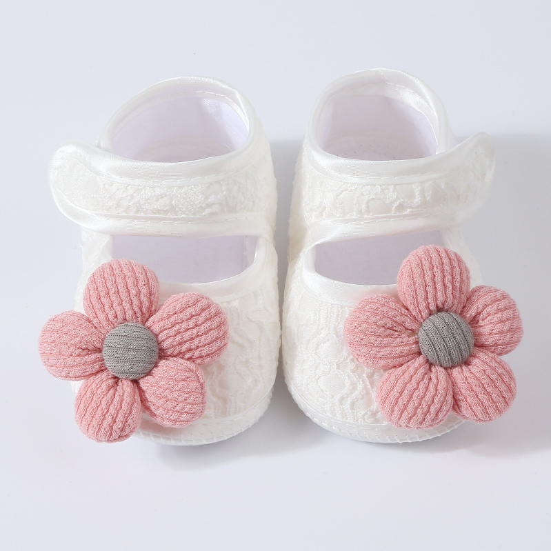 Set tenisica za prve korake s cvjetnim uzorkom i gumicom za kosu, jacquard prugaste bebe tenisice, blok boja, protuklizne, 0-12 mjeseci