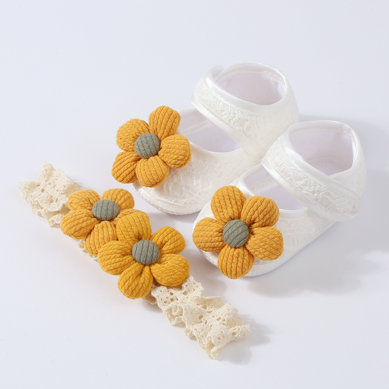 Set tenisica za prve korake s cvjetnim uzorkom i gumicom za kosu, jacquard prugaste bebe tenisice, blok boja, protuklizne, 0-12 mjeseci