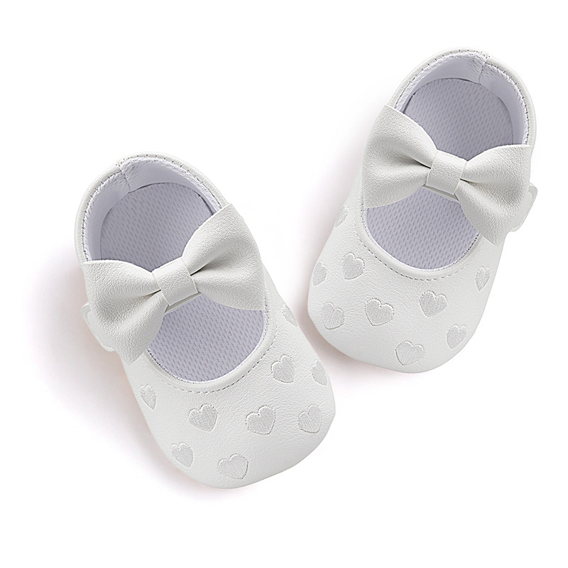 Cipelice za bebe s izvezenim srcolastim breskvinim motivom i mašnicom, za učenje hodanja, 0–12 mjeseci, meka potplata, unisex