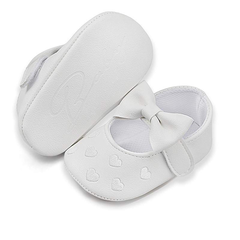 Cipelice za bebe s izvezenim srcolastim breskvinim motivom i mašnicom, za učenje hodanja, 0–12 mjeseci, meka potplata, unisex
