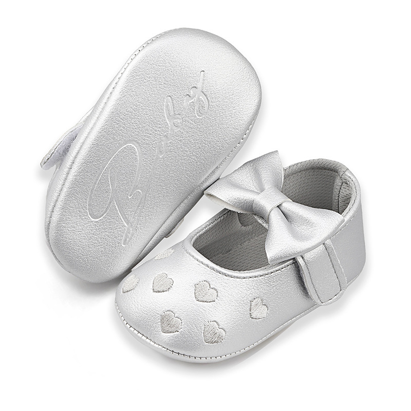 Cipelice za bebe s izvezenim srcolastim breskvinim motivom i mašnicom, za učenje hodanja, 0–12 mjeseci, meka potplata, unisex