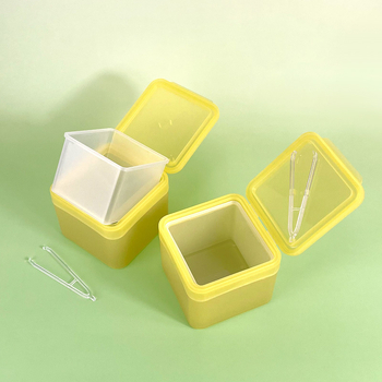 Cutie pătrată din plastic cu capac pentru dischete demachiante – compartiment interior, recipient PP pentru depozitare