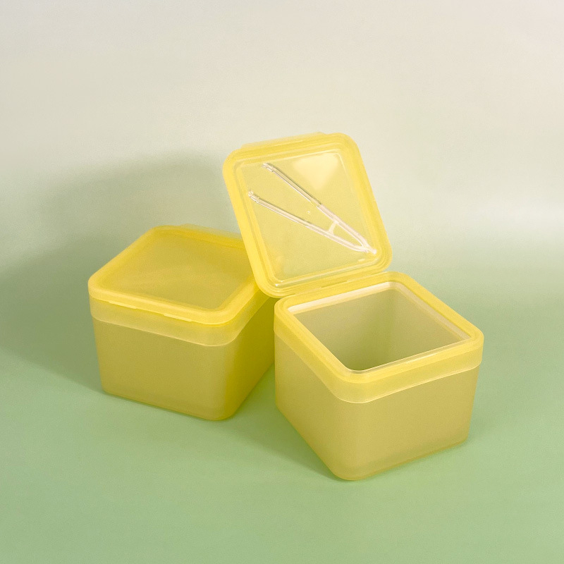 Cutie pătrată din plastic cu capac pentru dischete demachiante – compartiment interior, recipient PP pentru depozitare