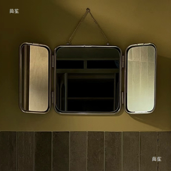 Négyzet alakú, modern minimalist metal hárompaneles tükör, falra szerelhető, fürdőszobai dekoratív HD tükör