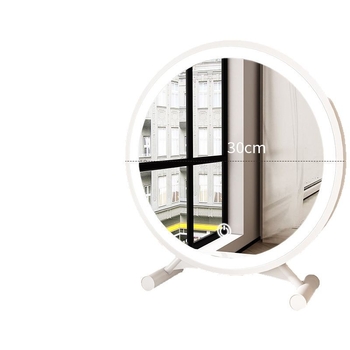 Sminktükör modern, minimalist dizájn, háromszínű LED világítással, kerek asztali tükör