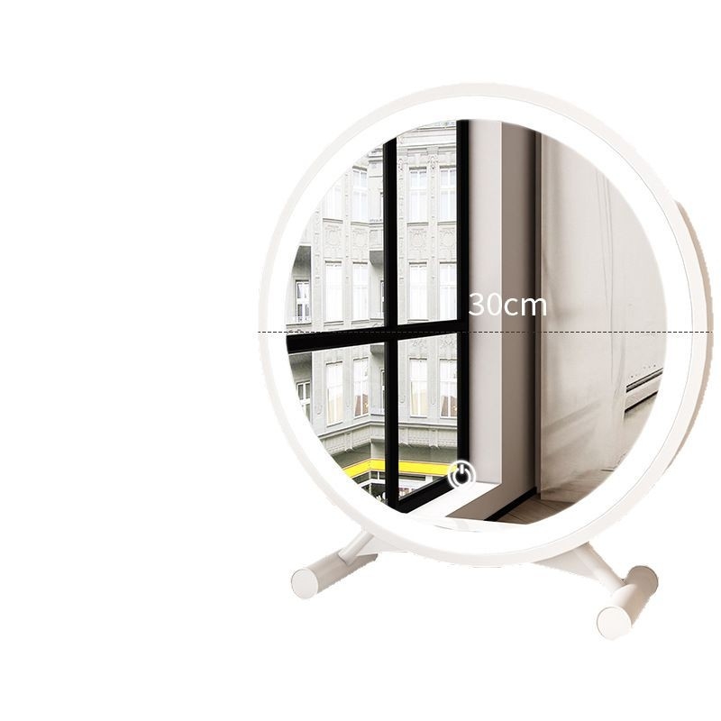 Sminktükör modern, minimalist dizájn, háromszínű LED világítással, kerek asztali tükör