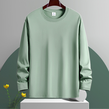 Ανδρικό μακρυμάνικο T‑shirt, χαλαρή γραμμή, στρογγυλή λαιμόκοψη, μονόχρωμο, βασικό ένδυμα για άνοιξη και φθινόπωρο