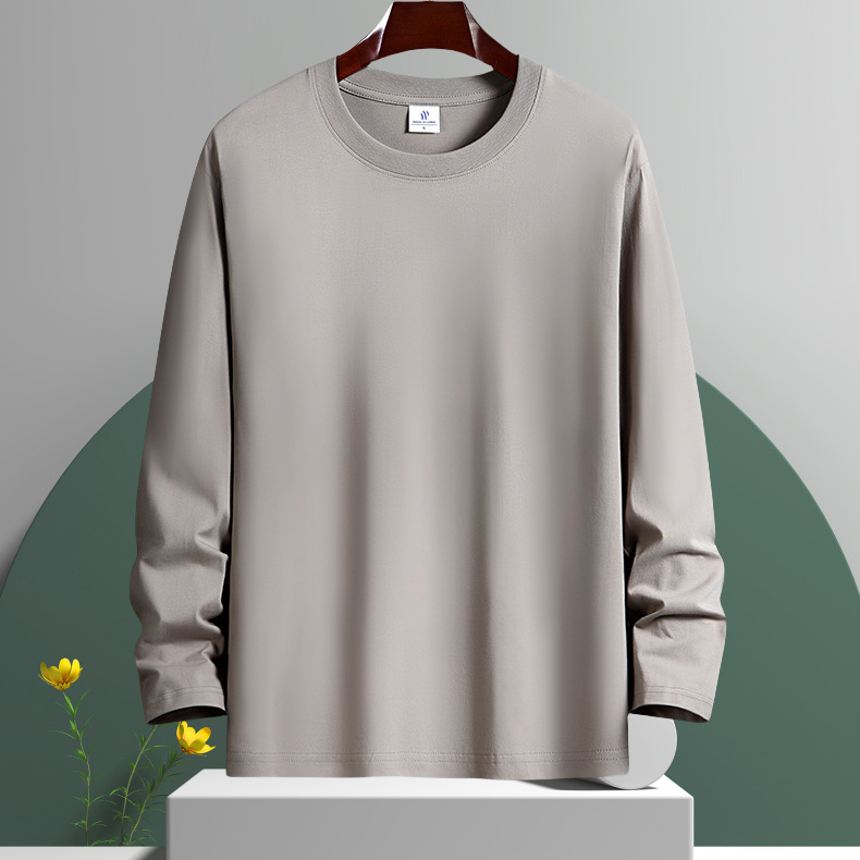Ανδρικό μακρυμάνικο T‑shirt, χαλαρή γραμμή, στρογγυλή λαιμόκοψη, μονόχρωμο, βασικό ένδυμα για άνοιξη και φθινόπωρο