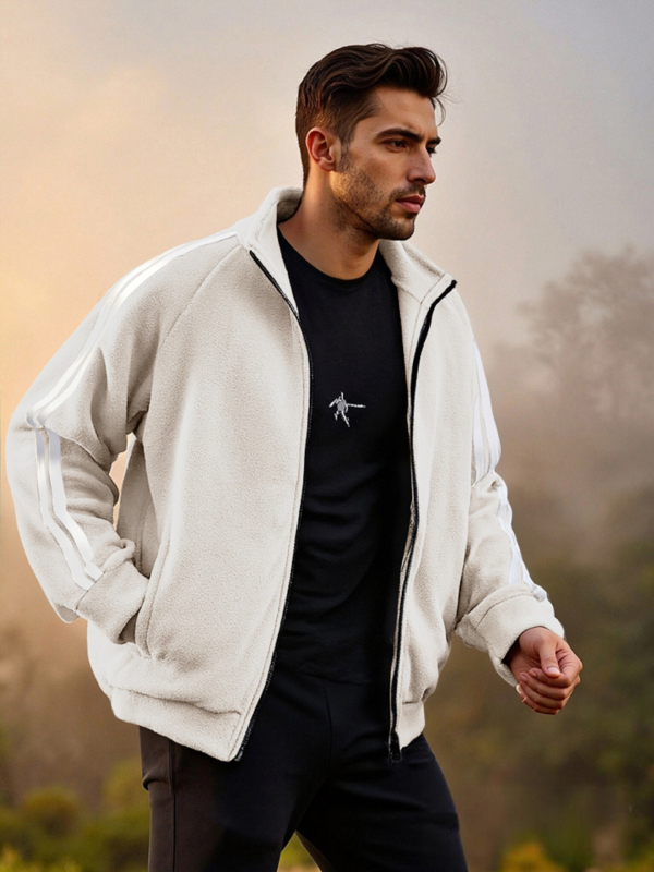 Muška fleece jakna sa zipom, dugi rukavi, ležeran vanjski stil