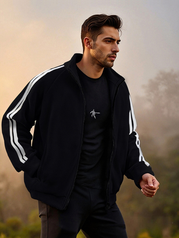 Muška fleece jakna sa zipom, dugi rukavi, ležeran vanjski stil