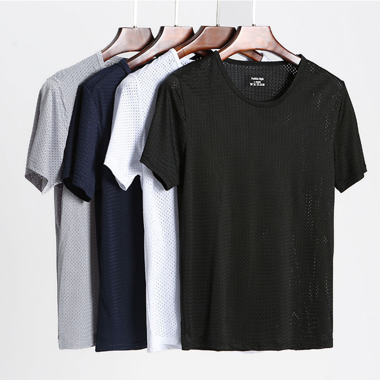 Muški T-shirt od Ice Silk mrežaste tkanine, kratki rukavi, brzo sušenje, širok kroj, sportska baza