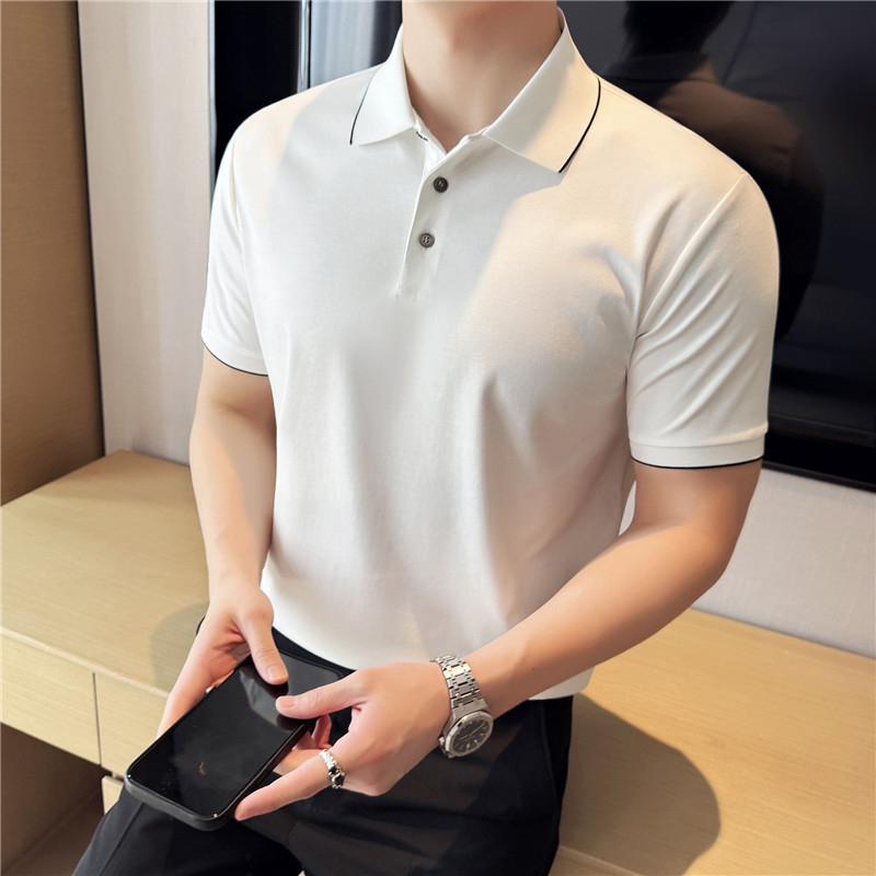 Férfi rövid ujjú polo ing, slim fit, egyszínű, nyári viselet, üzleti–szabadidős megjelenés