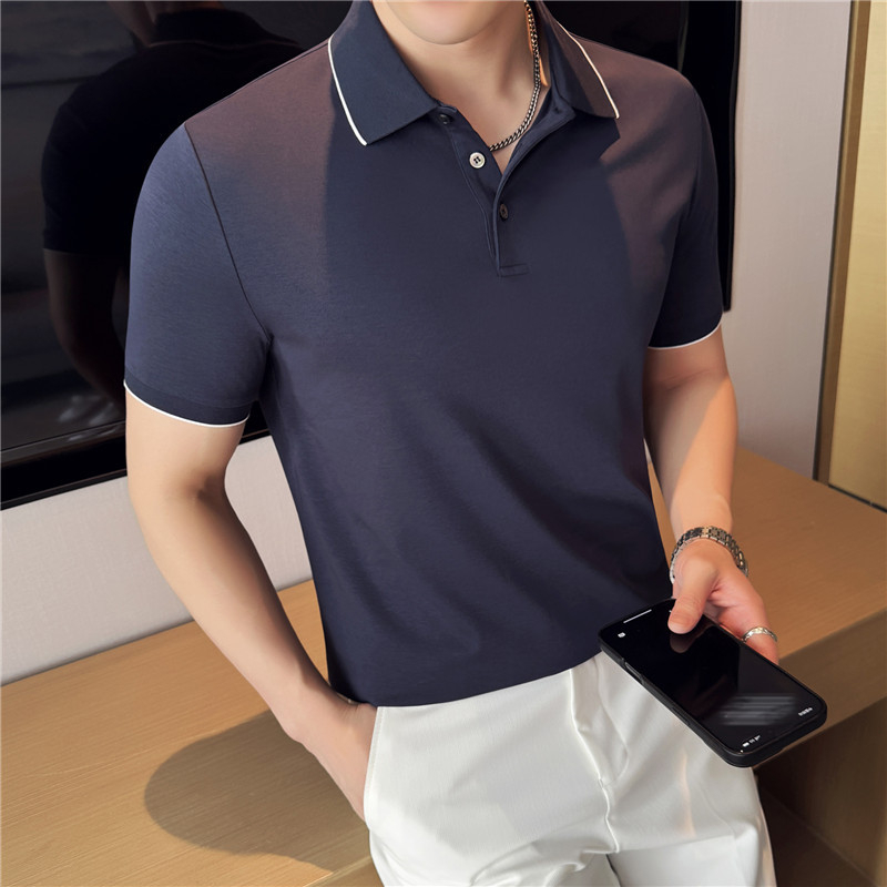 Férfi rövid ujjú polo ing, slim fit, egyszínű, nyári viselet, üzleti–szabadidős megjelenés