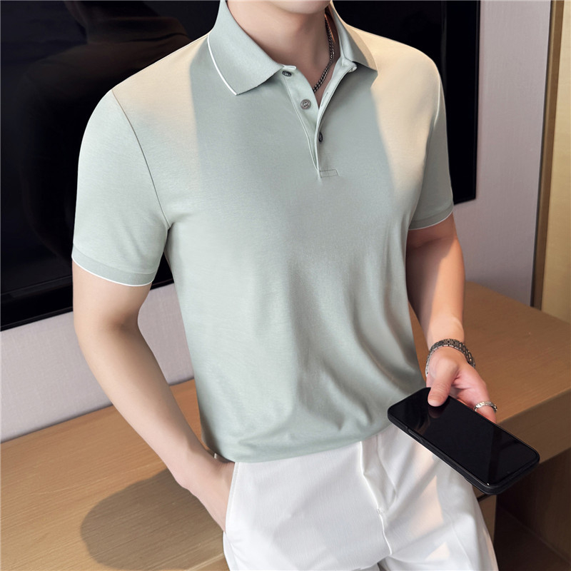 Férfi rövid ujjú polo ing, slim fit, egyszínű, nyári viselet, üzleti–szabadidős megjelenés