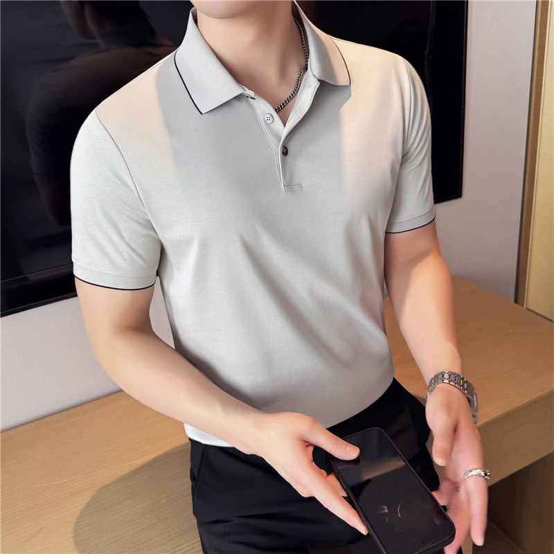 Férfi rövid ujjú polo ing, slim fit, egyszínű, nyári viselet, üzleti–szabadidős megjelenés