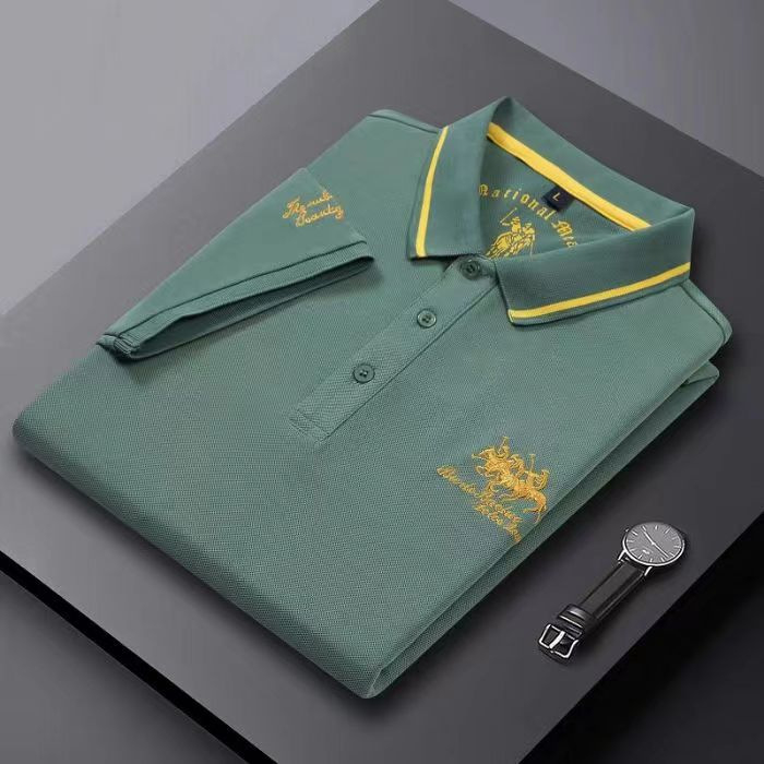Muški polo s kratkim rukavima, prozračan, s izvezenim ovratnikom – luksuzno poslovno odijevanje za posao i svakodnevna putovanja