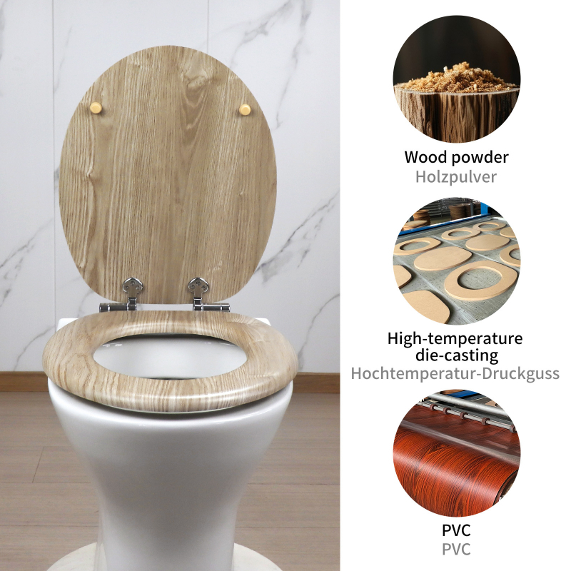 MDF kryt na WC s pomalým zatváraním, odolný voči vlhkosti, model 9102 Water Willow, nastaviteľný rozstup pántov 10,5-20,5 cm