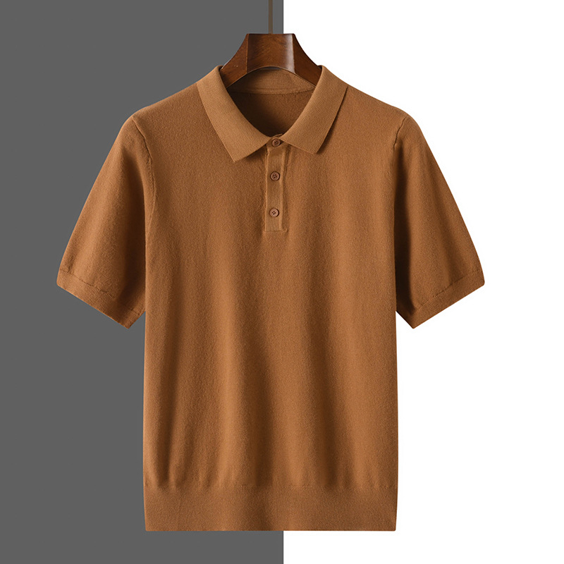 Muška polo majica s kratkim rukavima, ljeto, labav kroj, pleteni materijal, jednobojna, poslovni casual