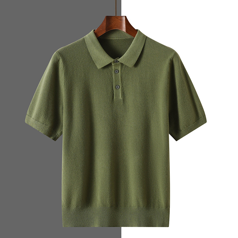 Muška polo majica s kratkim rukavima, ljeto, labav kroj, pleteni materijal, jednobojna, poslovni casual