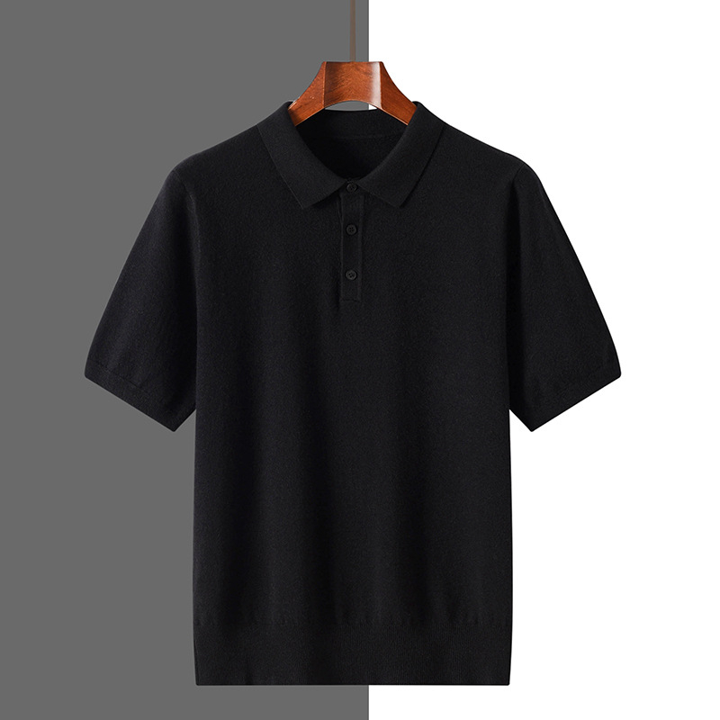 Muška polo majica s kratkim rukavima, ljeto, labav kroj, pleteni materijal, jednobojna, poslovni casual