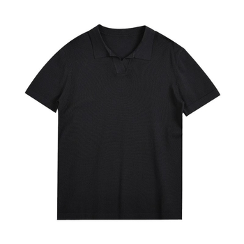 Férfi rövid ujjú galléros polo, kötött anyag, egyszínű, nyári viselet, Ice Silk anyag.
