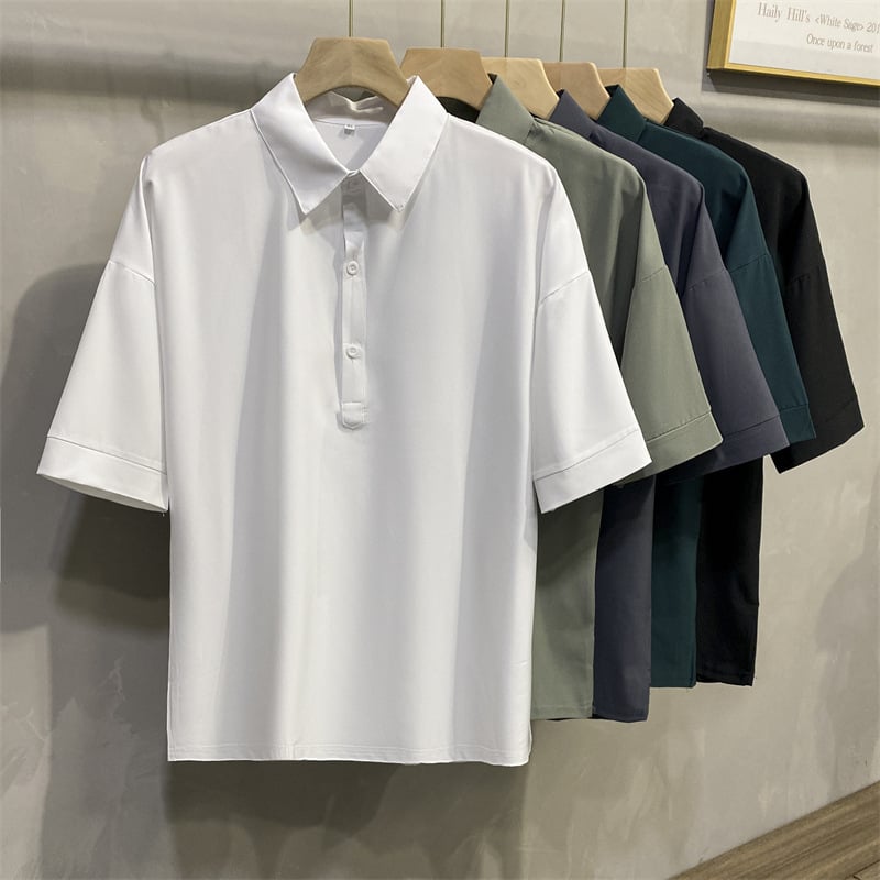 Muška ljetna polo majica kratkih rukava, ležernog kroja, jednobojna, japanski stil