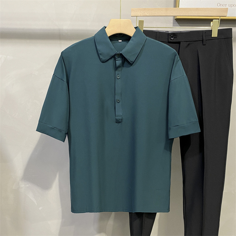 Muška ljetna polo majica kratkih rukava, ležernog kroja, jednobojna, japanski stil