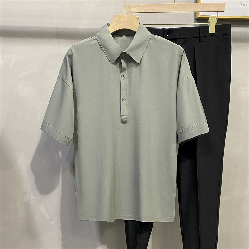 Muška ljetna polo majica kratkih rukava, ležernog kroja, jednobojna, japanski stil