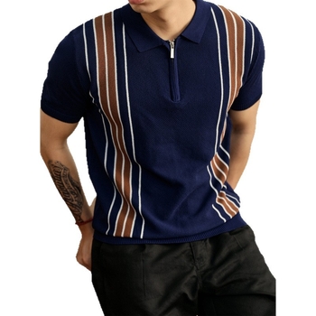 Légáteresztő rövid ujjú polo, olasz stílusú jacquard mintás, színes blokkokkal, hűs